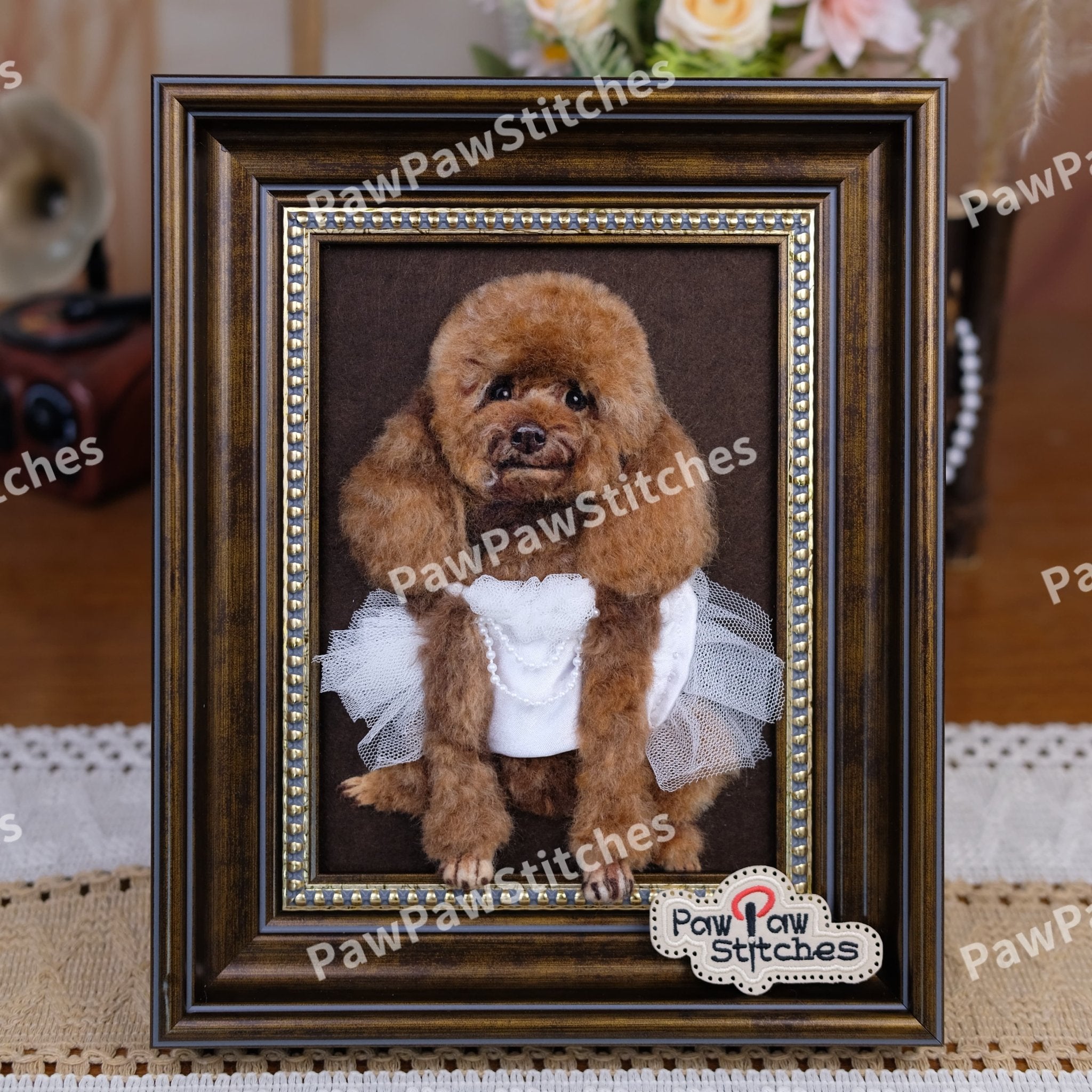 8-Inch Felt Portrait: A Lace-Clad Teddy and a Daughter's Devotion