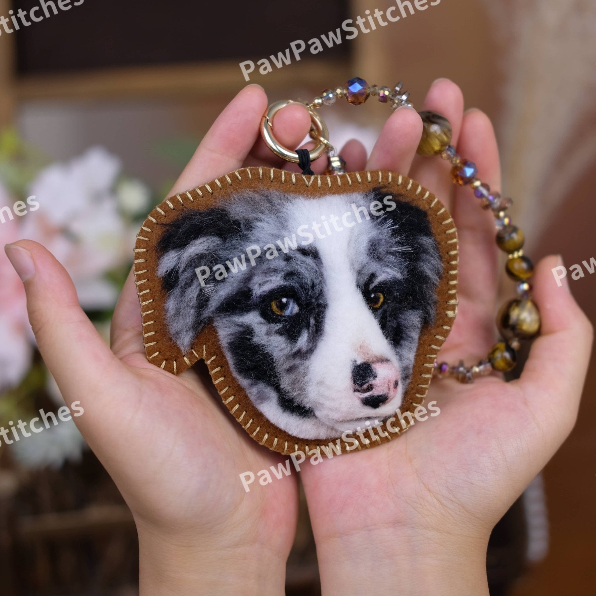 Custom Charm of "Doubao" (Merle Border Collie): Incorporating Real Fur to Preserve Memories