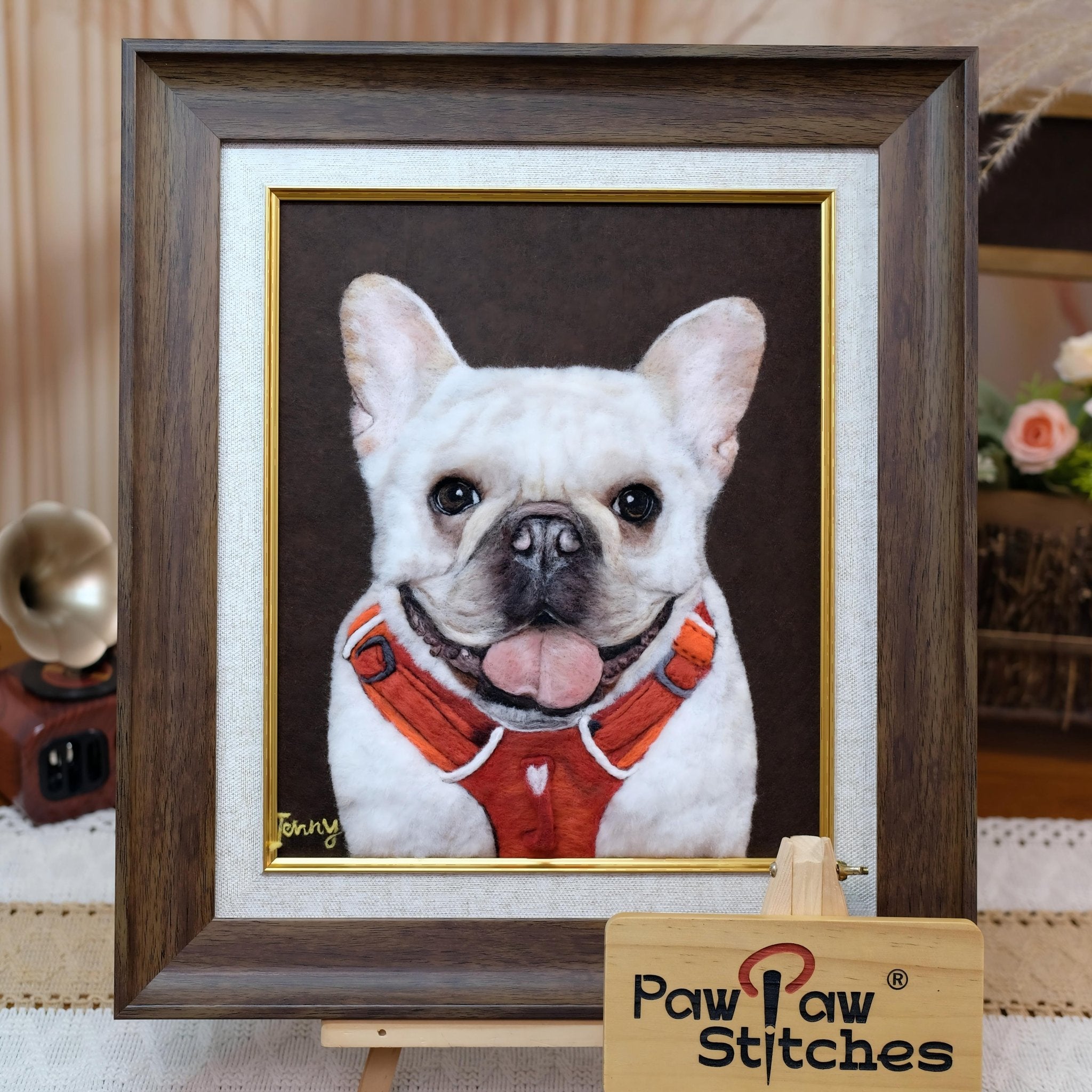 Jenny on Felt: Capturing the Unique Mark of a French Bulldog